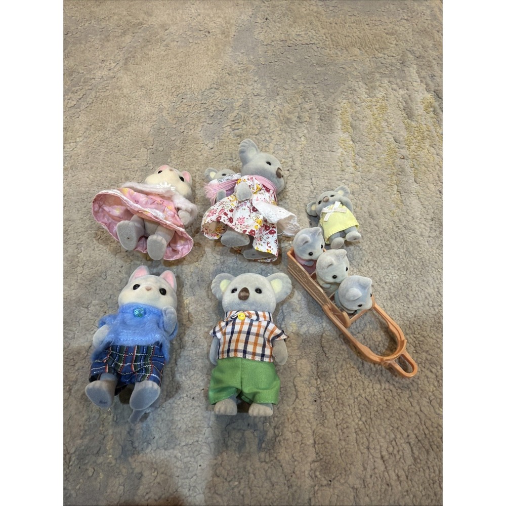 Calico Critters Sylvanian Families Koala Cat Babies Figures Sled Mixed Lot